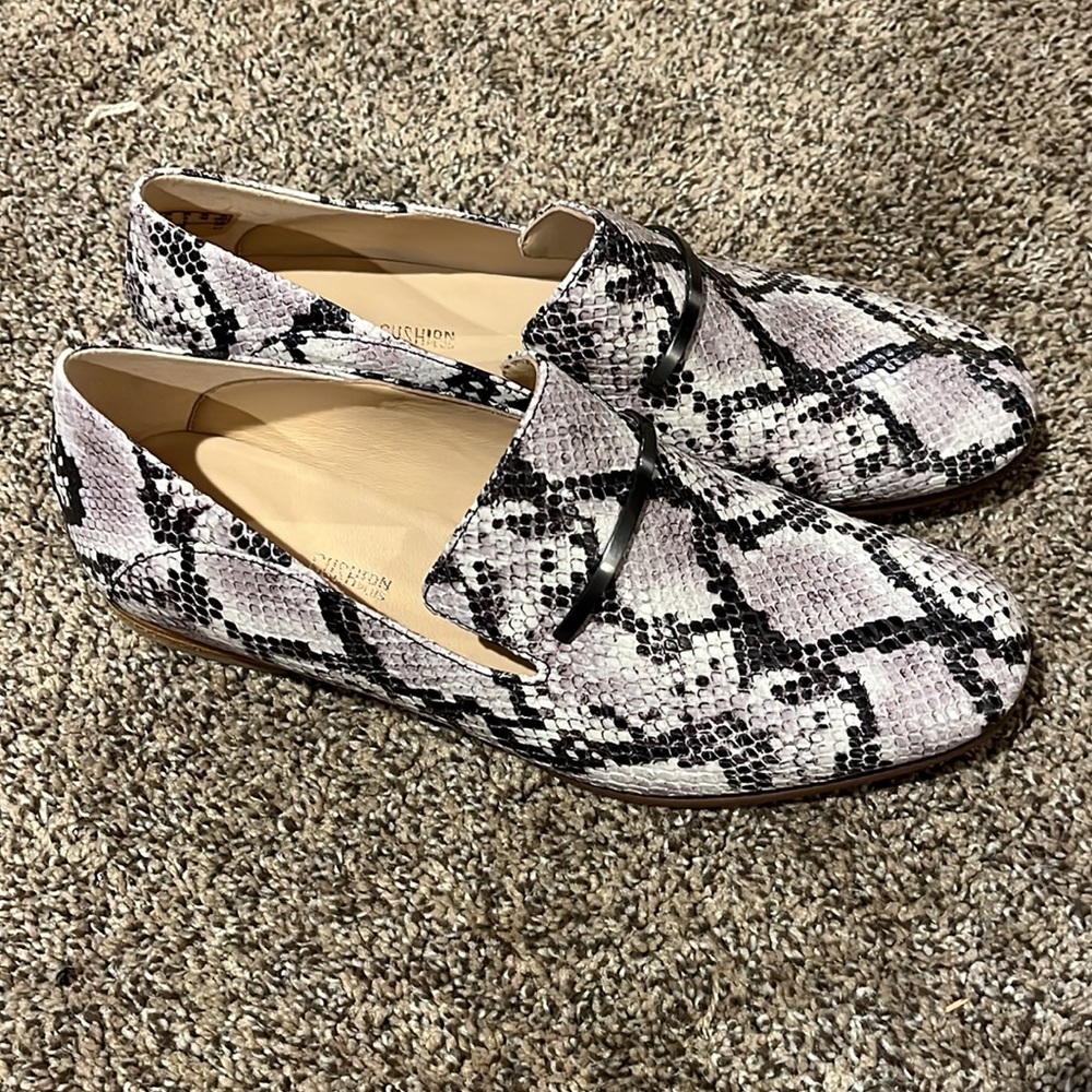 Clarks Pure Viola Trim Grey Snake Python loafers